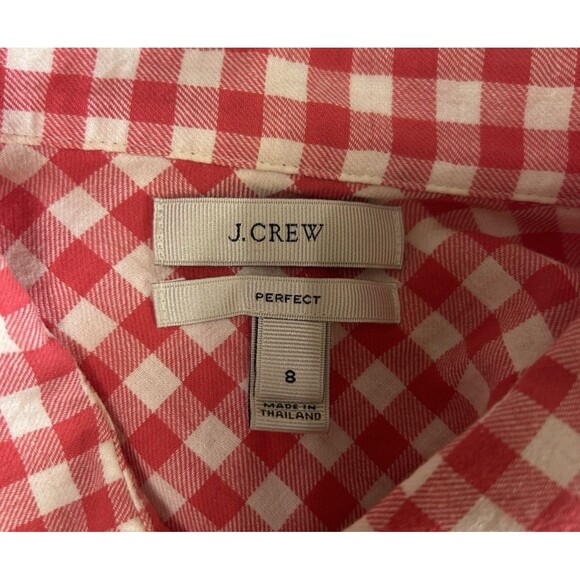J Crew  Women's Perfect Pink White Check Button Down Long Sleeve Shirt Sz S - Picture 5 of 6